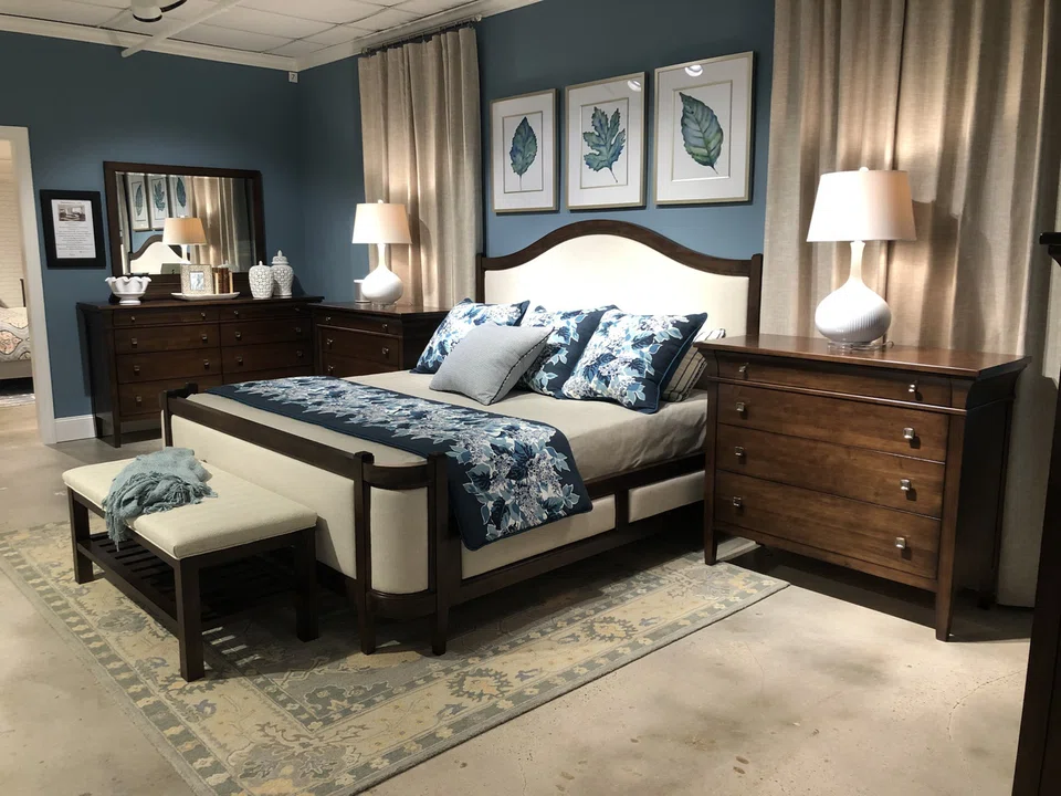 171 Prominence Grand Upholstered Bed in Cinder Finish