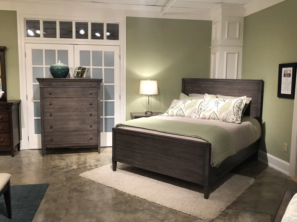 Prominence Wood Slat Bed in Oyster