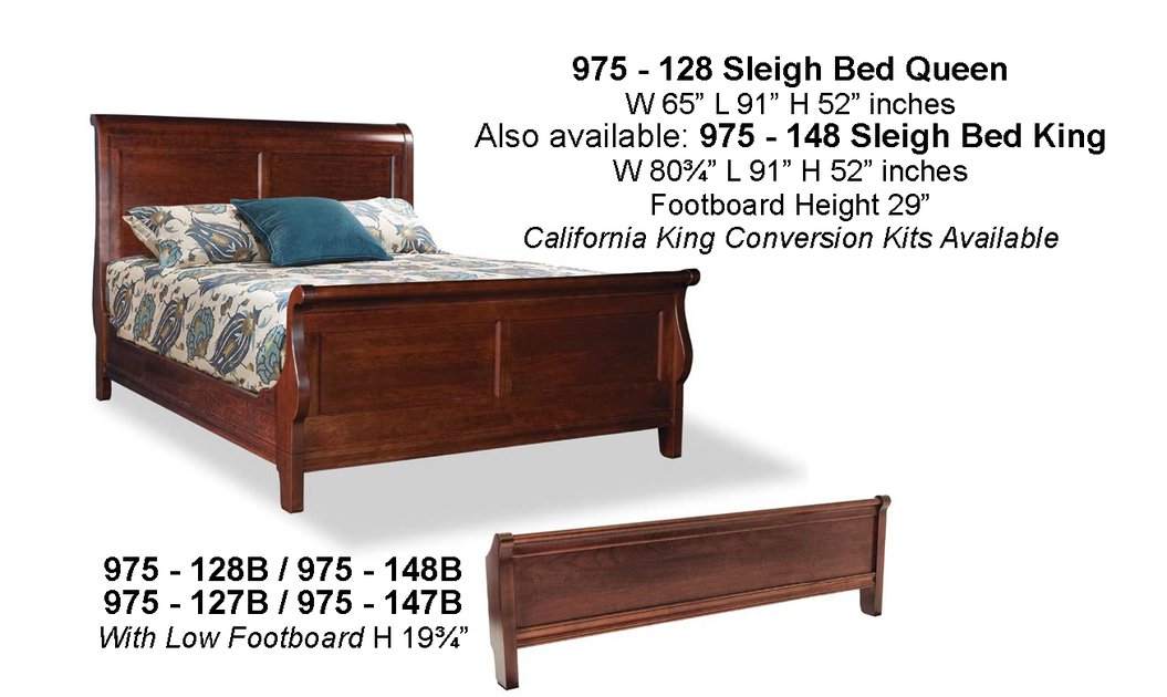 King Sleigh Bed W/Low Footboard Durham Furniture